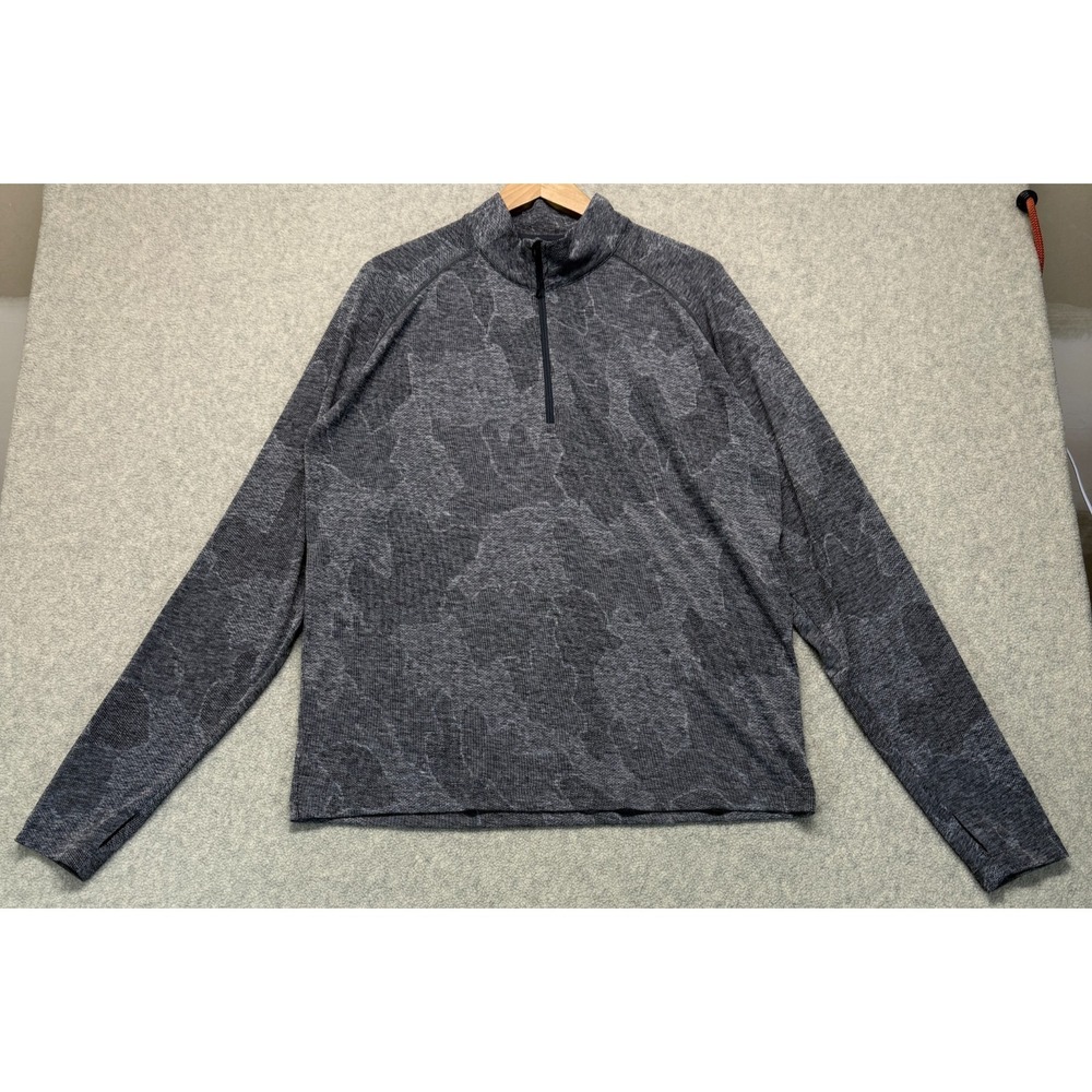 Sherpa Adventure Gear Mens Activewear Top Gray‎ Camouflage  1/4 Zip Thumhole L